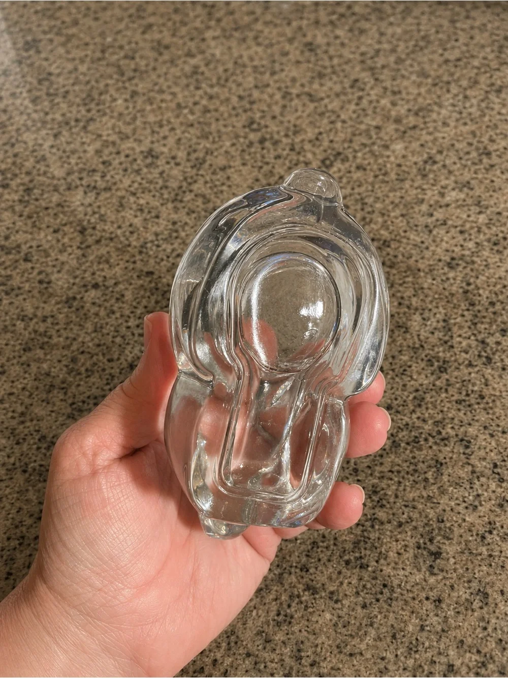 Vintage Heavy Clear Art Glass Votive Candle Holder | Sculptural Glass Tea Light